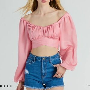 Windsor pink satin crop top
